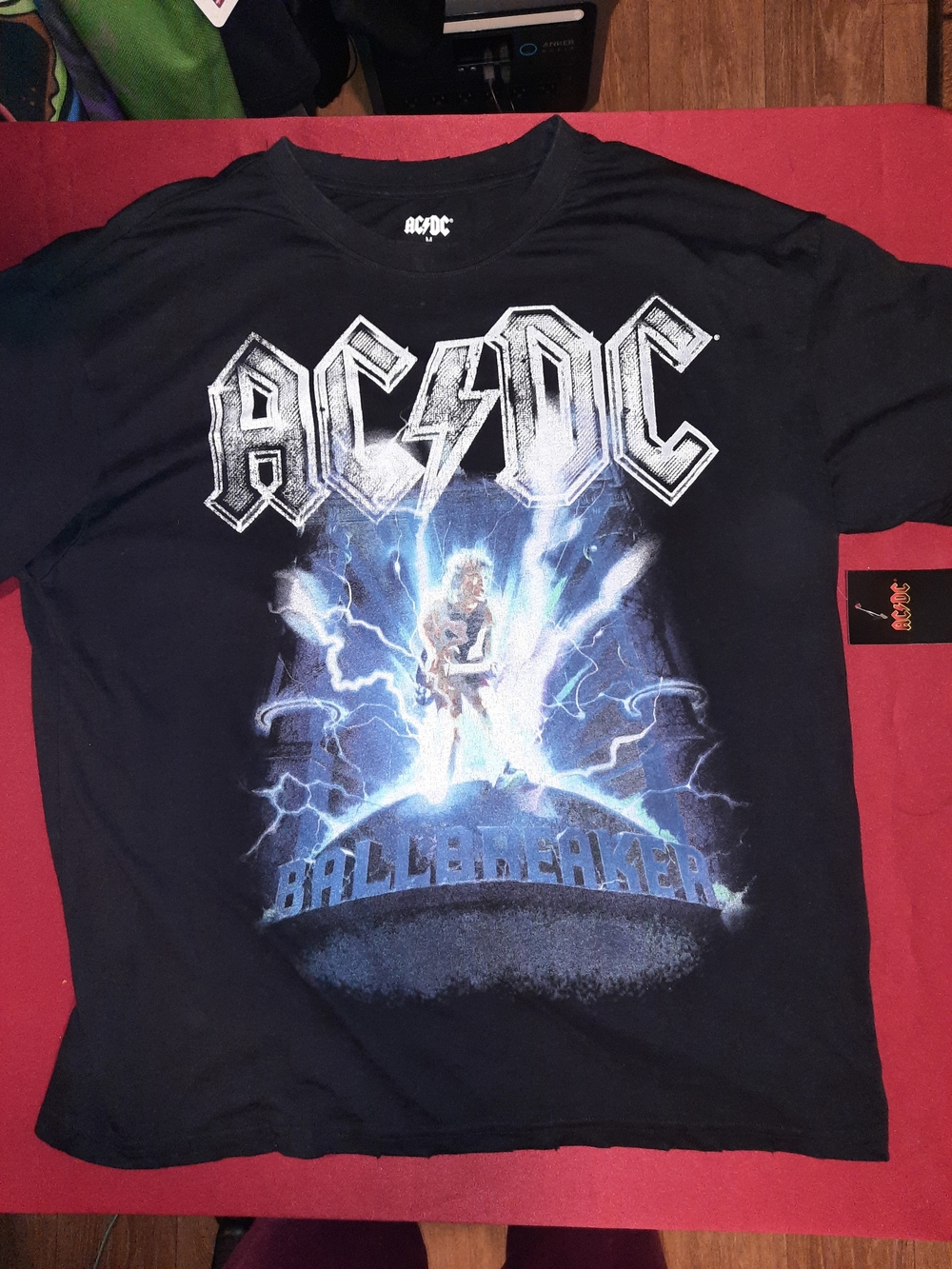 AC/DC Black Graphic 'Ballbreaker' Short Sleeve Tee with Blue Lightning